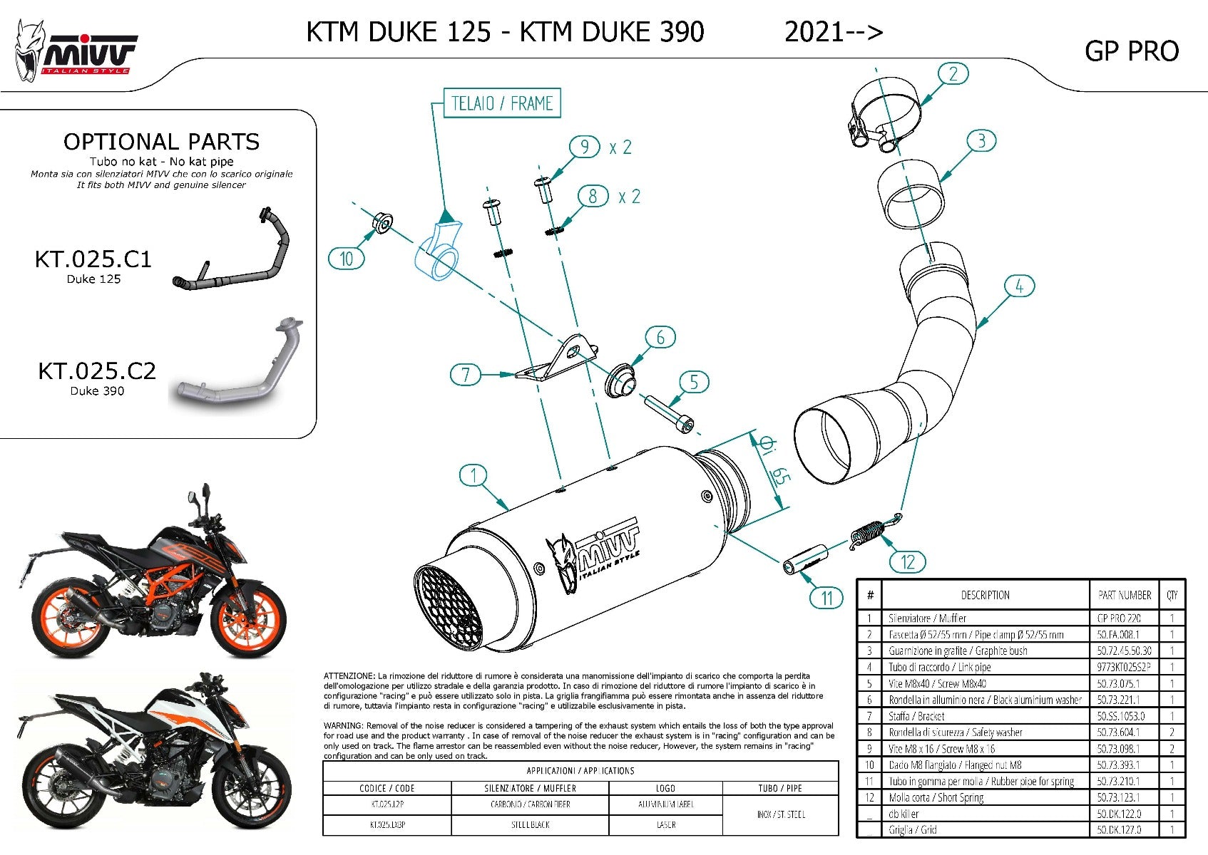 Mivv Slip-On Exhaust for KTM 125 Duke 2021-2022