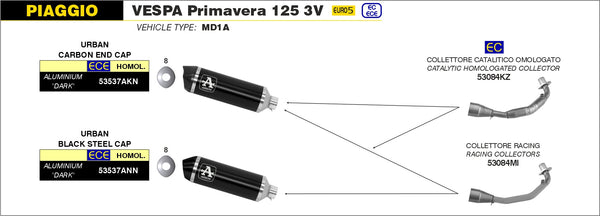 Arrow Slip-On Exhaust for Piaggio Vespa Primavera 2021-2022