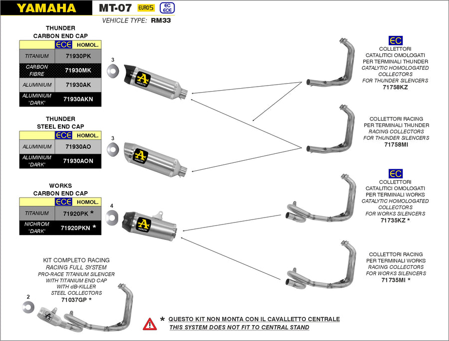 Arrow Header Set for Yamaha MT-07 2021-2022